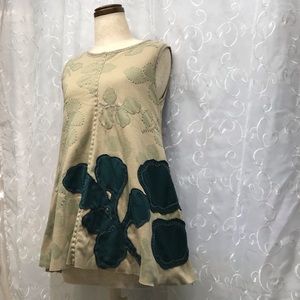 Handmade tan tunic with appliqués
